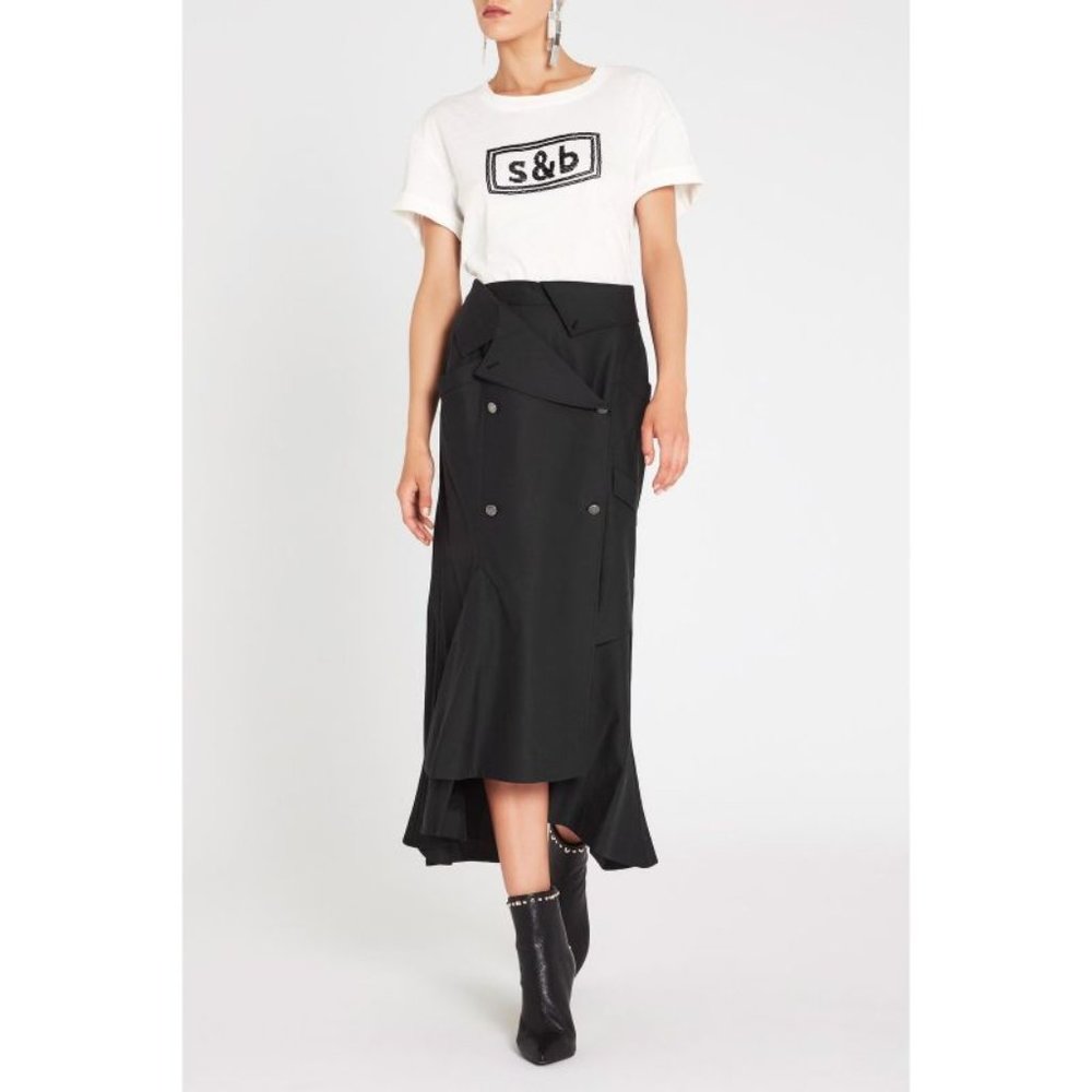 NWT sass &‎ bide women’s 2 light reign skirt black double slit designer fashion
